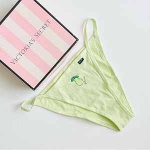 LARGE VS PINK lime green ribbed high leg bikini panty